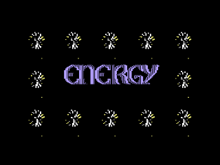 Energy Warrior title screen for Commodore 64